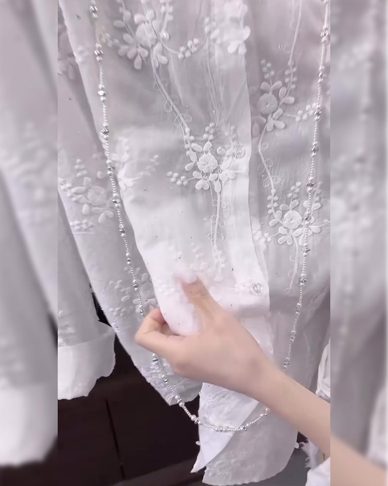 Anneliese™ | Floral Solid Color Shirt with Dropped Shoulders