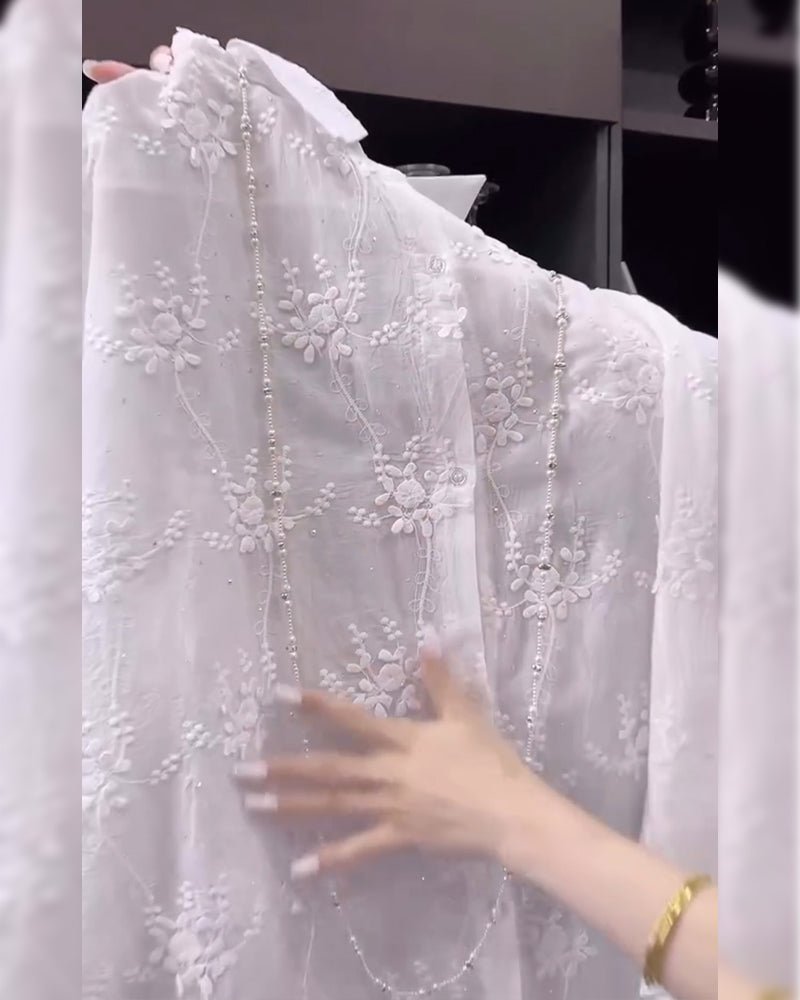 Anneliese™ | Floral Solid Color Shirt with Dropped Shoulders