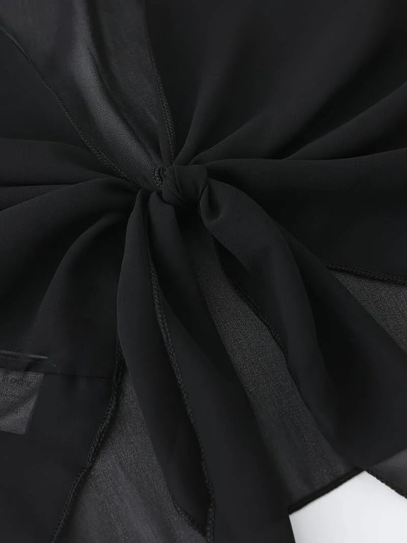 Brisa | Women's Tie Front Sheer Blouse Open Front 3/4 Sleeve Top